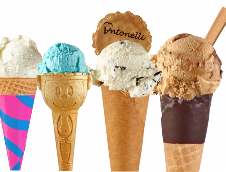 Cones with ice cream selection