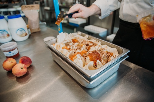 Making Peach Cobbler