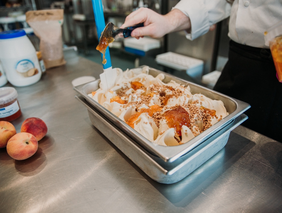 Making Peach Cobbler