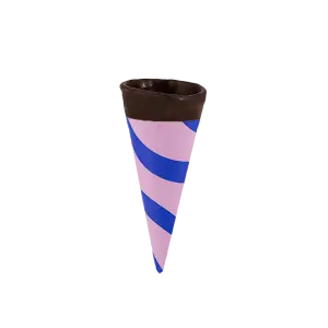 pink and blue sleeved chocolate dipped sugaco cone
